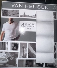 Van Heusen® Men’s 4 Pack Soft Cotton Tag Free CLASSIC V- Neck TEES