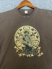 SEE PICS Jimi Hendrix Gold Foil Graphic Tshirt Guitar Brown Mens Large Tee Shirt