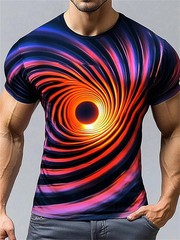 Funny Optical Illusion Graphic T Shirt For Men 3D Printed Art Abstract.