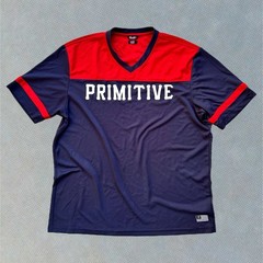 Primitive Men’s Navy Blue & Red V Neck Jersey Tee T Shirt Size Extra Large XL