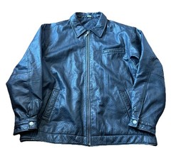 Vintage 80s Leather Jacket Mens Black Genuine Size XL YBS Zipper Rare