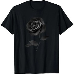 Beautiful Black Rose Flower T-Shirt Gothic Floral Graphic Tee Unisex