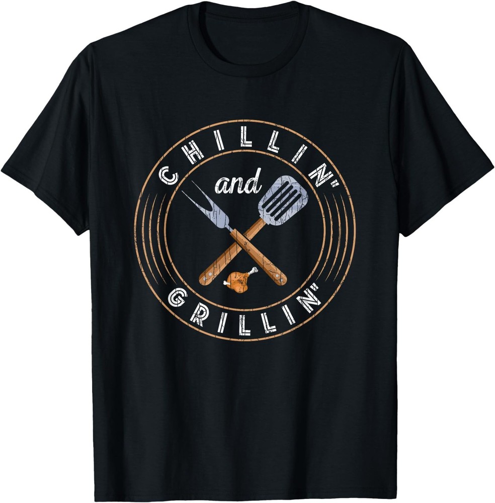 Chillin and Grillin Funny Barbeque Grilled BBQ Lover Graphic T-Shirt