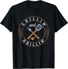 Chillin and Grillin Funny Barbeque Grilled BBQ Lover Graphic T-Shirt