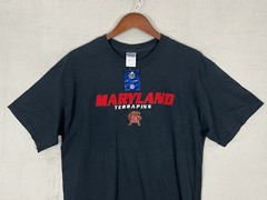 Maryland Terrapins T Shirt Men’s L Black Crewneck Short Sleeve Pre Shrunk Cotton