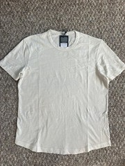 NWT BuckMason Men M Tee White Sand Venice Wash Slub Cotton Curved Hem T shirt
