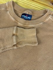 American Giant Mens M Waffle Knit Thermal Heavy Thick Base Layer Burnt Orange