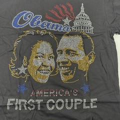 Obama Rhinestone Graphic T Shirt Mens Black Bling Memorabilia Cotton Tee