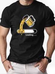 Casual black T-Shirt-Beer Graphic,Slight Stretch – Regular Fit