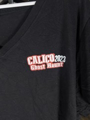 LAT Apparel Calico 2023 Ghost Haunt Town of Terror Men’s Black V-Neck Tee 4