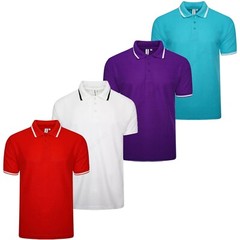 4 Pack Mens Polo Shirt Short Sleeve Tipping Plain Pique Top Casual TShirt Tee
