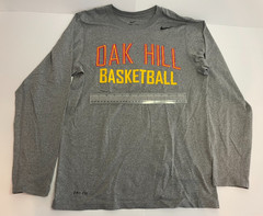 Oak Hill Academy Basketball Nike Dri-Fit Gray Long Sleeve T-Shirt Size Adult S