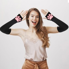 Women’s Cute Therian Cat Paws Gloves 3D Cat Claw Paws Pad Sleeves for Cosplay