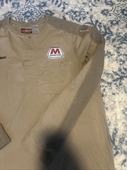 Bulwark Shirt Mens XL-LN Tan FR Flame Resistant Henley Work Long Sleeve Stretch