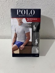 Polo Ralph Lauren Men’s Black Gray Stretch Cotton Slim Fit Crew T-Shirts 3-Pk
