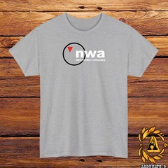 NWA Northwest Airlines LOGO T-Shirt Black/Grey/White/Navy /Red/Light Blue S-5XL