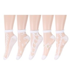 Sheer Ankle Socks for Women Girls White Lace Mesh Ankle Socks Nylon Thin Flor…