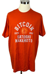 Skyland Tees Men’s Orange Bitcoin Satoshi Nakamoto Est 2009 Crew Neck Shirt 3XL