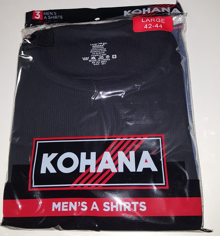 Mens a shirts black 3-Pack. Machine wash no bleach tumble dry.
