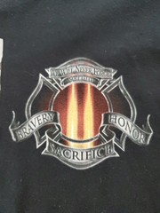 9/11 Firefighter Tribute Shirt Never Forget Bravery Honor Sacrifice Black 2XL