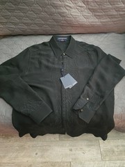 Louis Vuitton Damier Bandana Silk Evening Shirt Black, Size XL