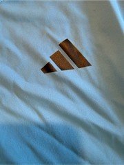 adidas Light Blue Short-Sleeve Athletic Tee with Logo
