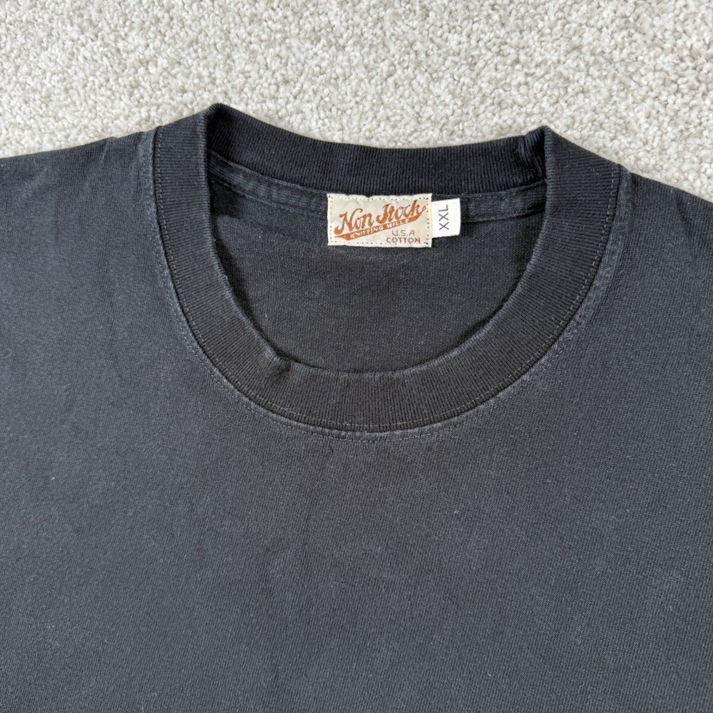 Non Stock T Shirt Mens XXL Black USA Cotton Heavyweight Crew Neck Short Sleeve