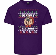 Merry Liftmas T-Shirt Mens Funny Weightlifting Tee Top Bodybuilding Gym Training