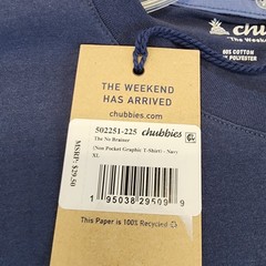Chubbies T-Shirt Men’s XL The No Brainer Non Pocket Graphic Blue New Shirt Tags