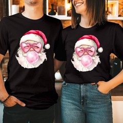 Bubble Gum Santa Shirt Pink Heart Sunglasses Christmas Sweatshirt Hoodie 5006