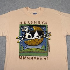Vintage Hershey’s Milk Chocolate Cow Promo T-Shirt Hanes Size Large 1989 Farm