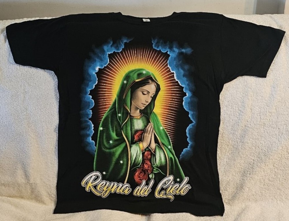 OUR LADY OF GUADALUPE ROSE FLOWER PRAY REYNA DEL CIELO QUEEN OF HEAVEN T-SHIRT
