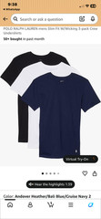 Polo Ralph Lauren Size Men’s 3-Pack Crew -Neck T-Shirts – Navy/Red/White XL