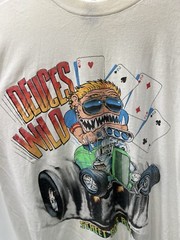 Vintage Deuces Wild Street Rods Rule White Tshirt Size XL ( See Pics ) Yellowing