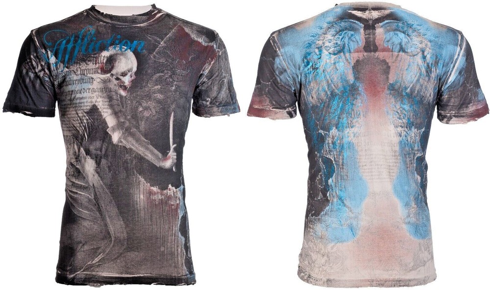 Rare $62 AFFLICTION Sand MARCO Short Sleeve Slim Fit Y2K T-shirt MMA Elite NWT