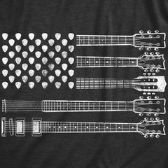 Mens Guitar Flag T Shirt Cool Rock and Roll 4th of July Musician Flag Graphic