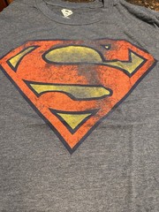 Superman T Shirt Mens XXL 2XLB Lightweight Stretch Faded Symbol Blue
