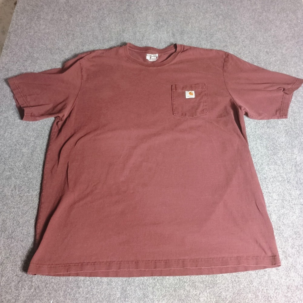 Carhartt K87 Pocket T-Shirt Men’s 2XL Tall Burgundy Loose Fit Heavyweight…