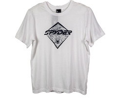 Spyder Graphic T-Shirt Men Short Sleeve Crew Neck Stretch White Large