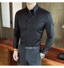 French Men’s White Shirt Long Sleeved Spring Business Casual Formal Party Shirts