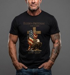 250 Years Anniversary USA T-Shirt America Eagle Faith & Freedom Unisex Cotton