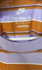 Nike The Nike Tee Jersey Cotton Striped Crew Neck T-Shirt Men M Purple/Orange