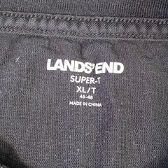 Lands End Super-T Mens XL Tall Black Short Sleeve Pocket T-Shirt 100% Cotton