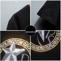 New Fashion Star Rhinestones Summer Short Sleeve Luxury Men Cotton T-Shirt