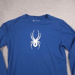 Spyder Shirt Mens Small Blue Long Sleeve Spider Graphic Tee Tagless Crewneck