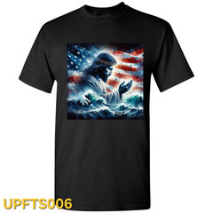 Unisex Black Jesus American Flag Graphic Tee Crew Neck Short Sleeve 2XL