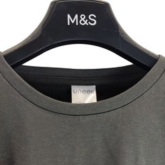 uneek mens t-shirt grey large print round neck short sleeve size xl free postage