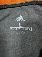 Adidas Shirt Mens Large Orange Black Colorblock Logo Graphic Sports Tee