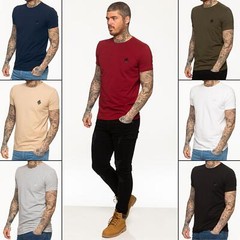 Enzo Mens T Shirt Slim Fit Muscle Fit Stretch Tee Gym Crew Neck Short Sleeve Top
