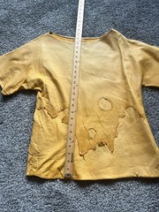 Vintage RARE deerskin leather top Handmade Artist Stamped Tag Short Sleeve Z3